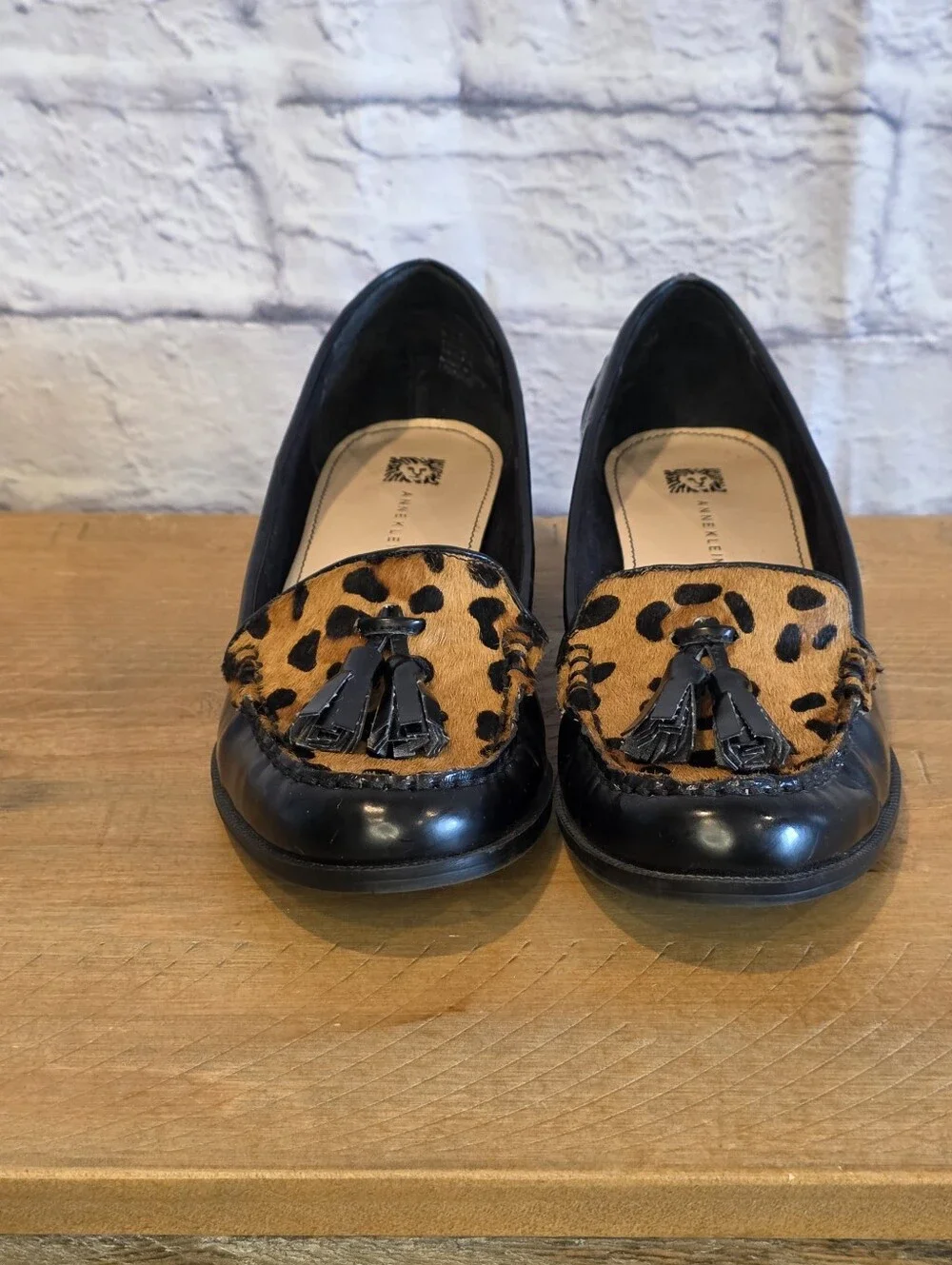 Anne Klein Devina Leopard Pony Hair Block Heel Loafer Pumps 7.5 M